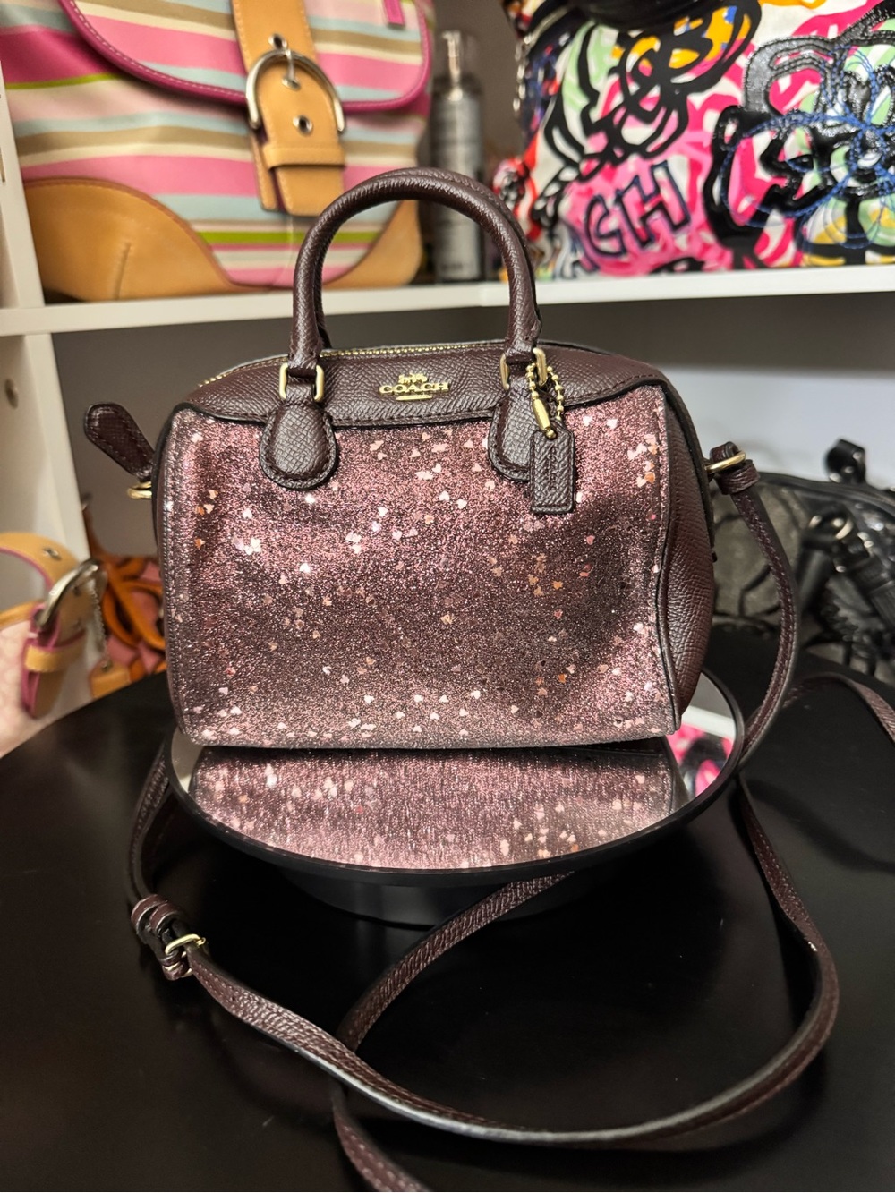 Coach Heart Glitter Micro Bennet Satchel